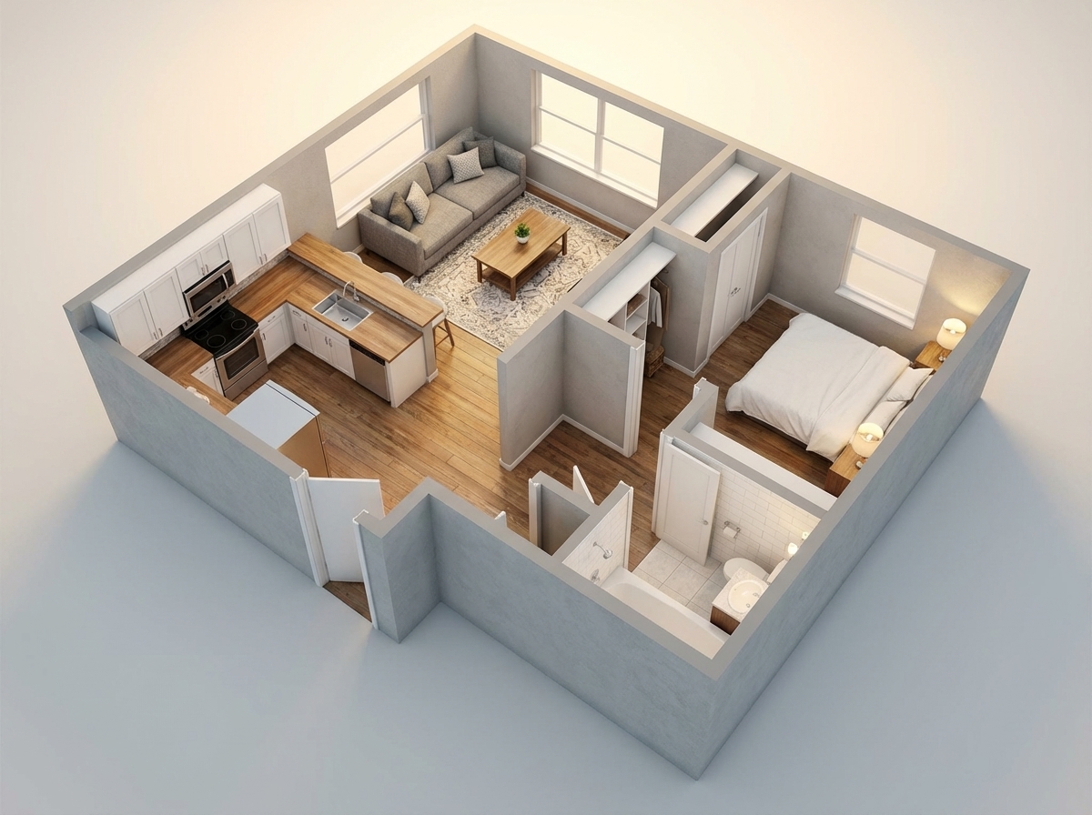 3D Floor Plans with Furniture - After