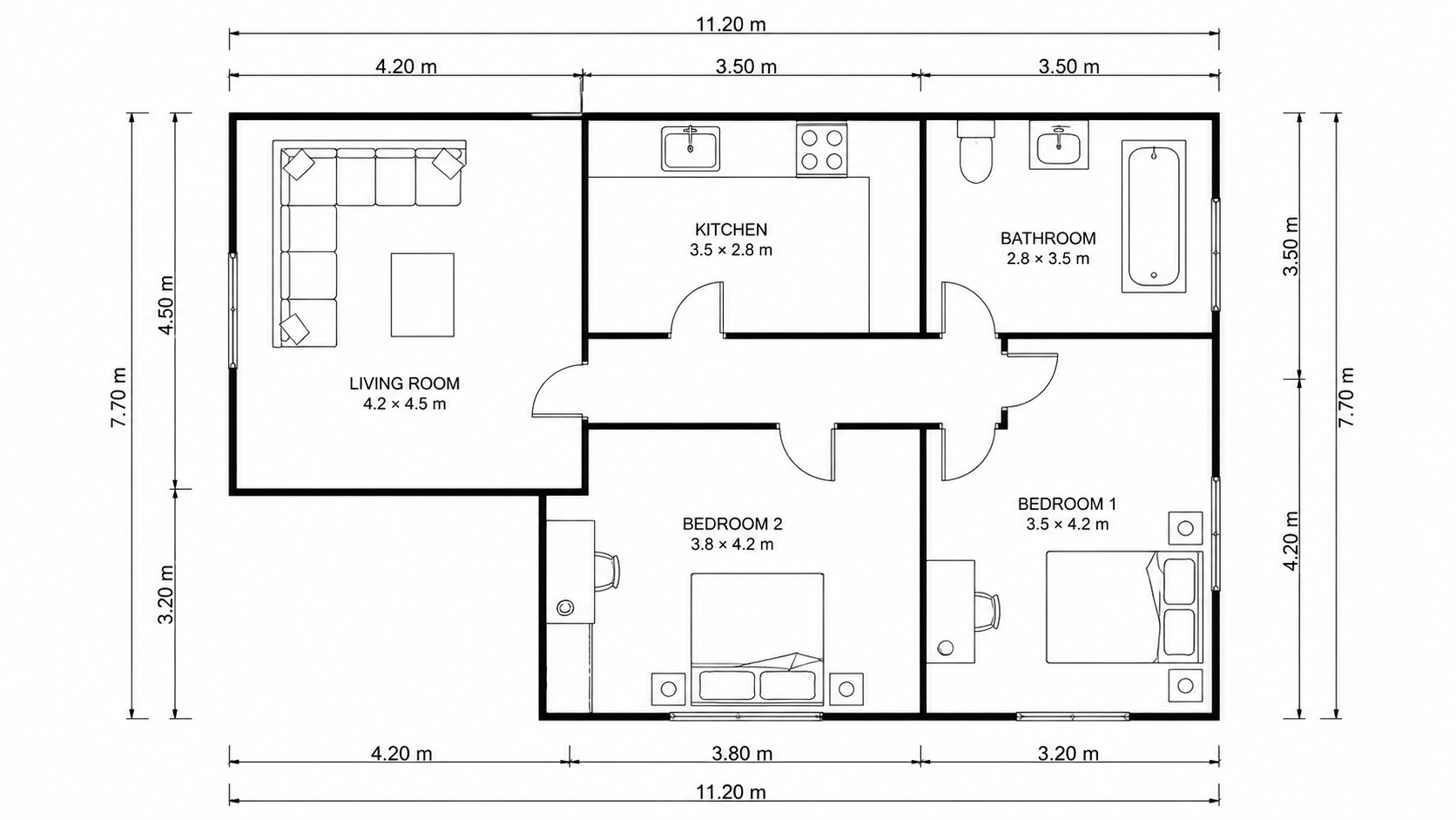 Grundrisse von Wohnungen kolorieren — Farbige Layouts von Studios bis 3-Zimmer-Wohnungen - Before