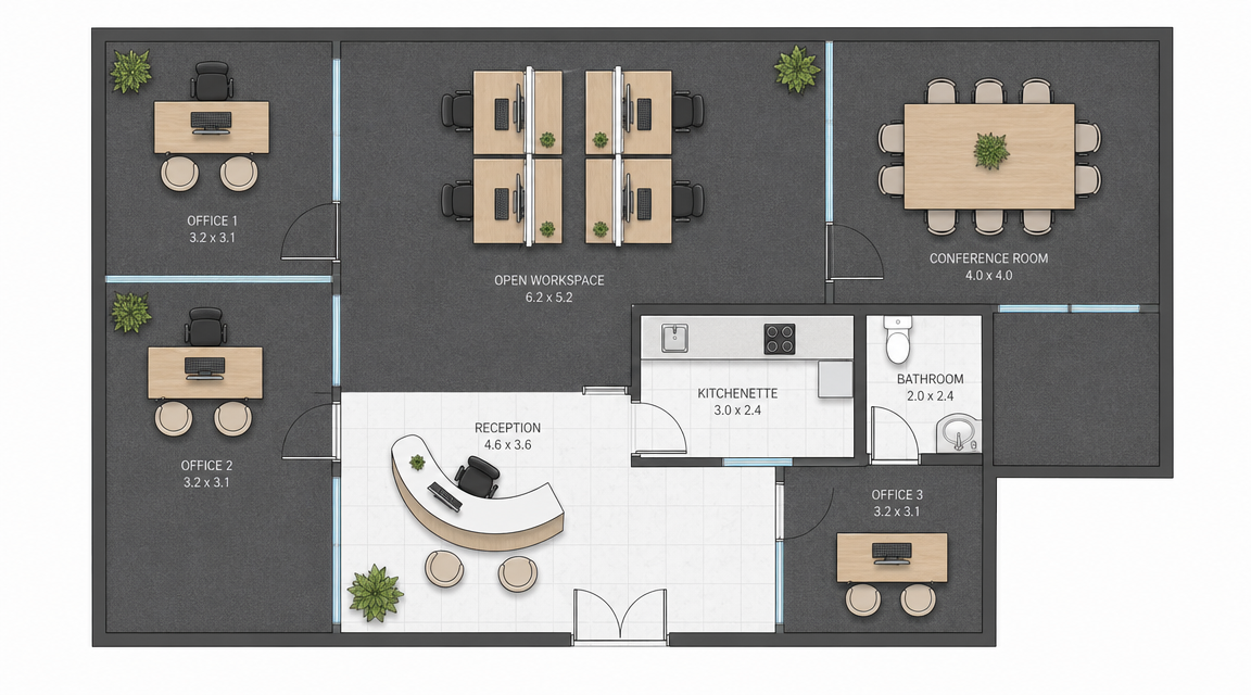 Colorize Office Floor Plans β Workspace Layouts in Color - After
