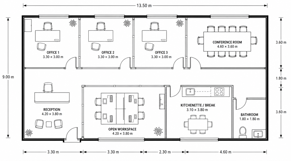 Colorize Office Floor Plans β Workspace Layouts in Color - Before