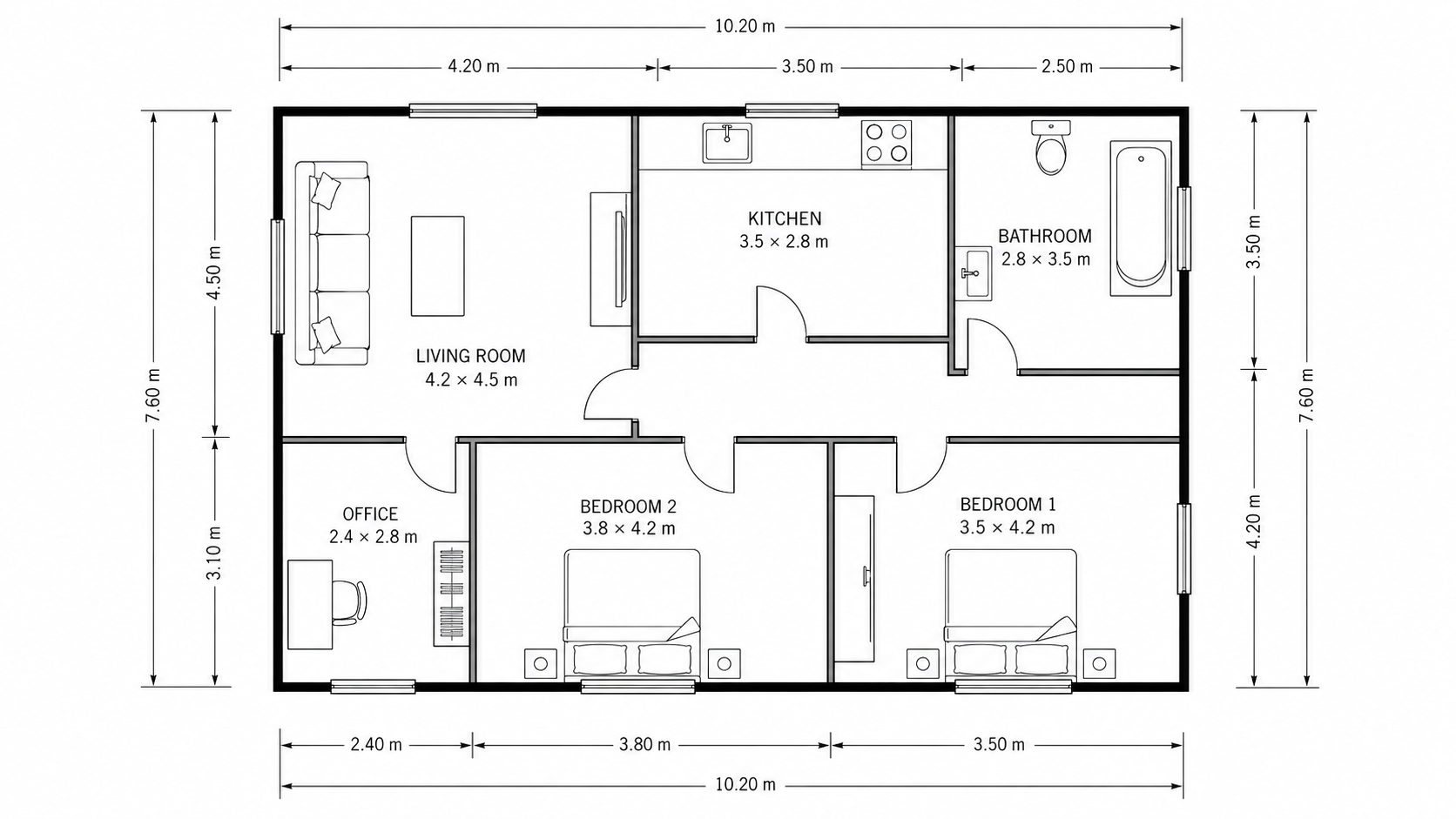 Wohnungs-Grundriss-Render — 3D-Visualisierungen für jede Wohneinheitskonfiguration - Before