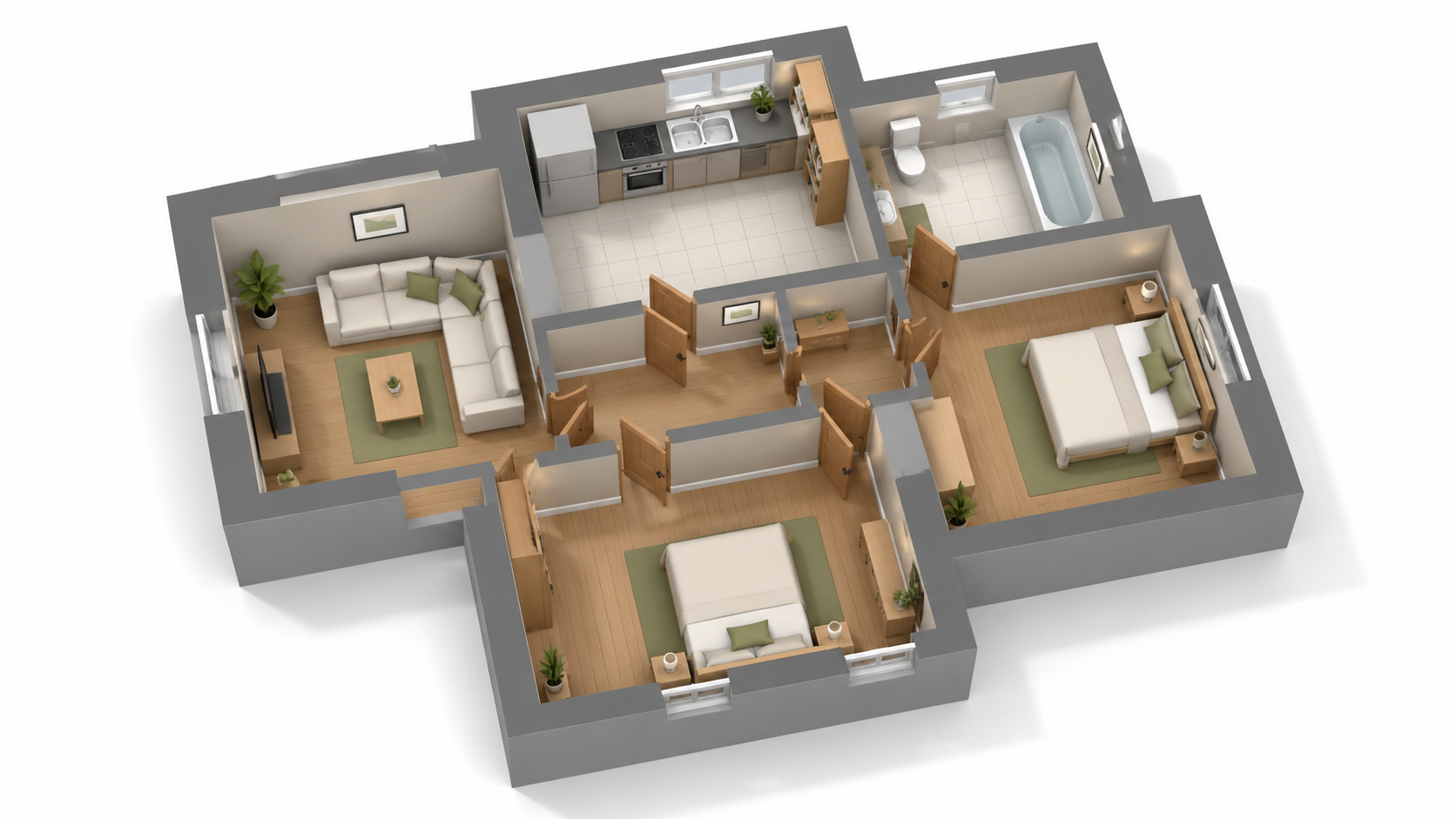 Stilisierte Grundriss-Renderings – Warme, illustrative Ästhetik für Broschüren - After