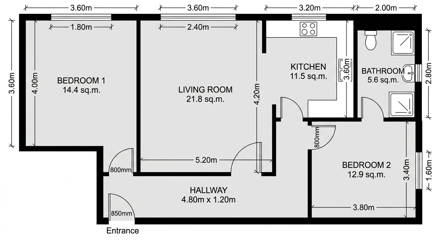 Sketch to Floor Plan — AI Digitization of Hand-Drawn Plans - After