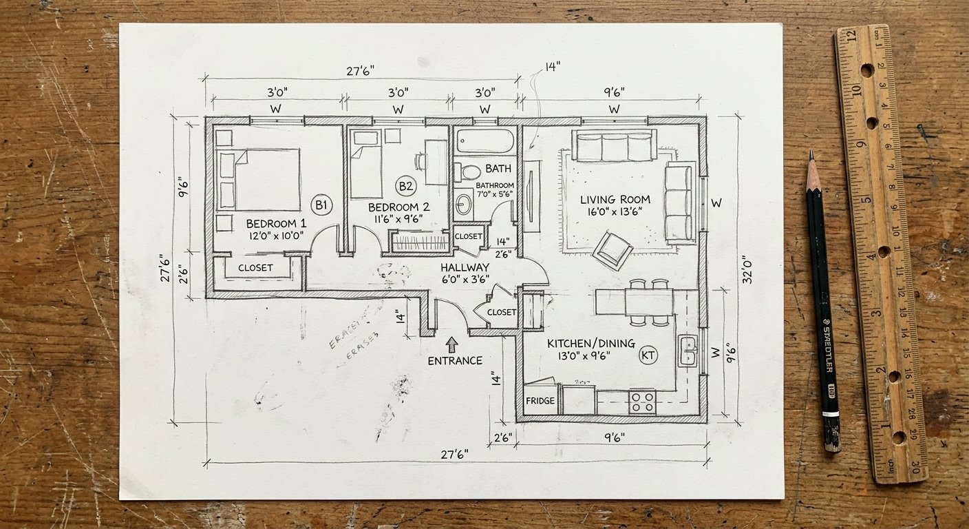 Sketch to Floor Plan — AI Digitization of Hand-Drawn Plans - Before